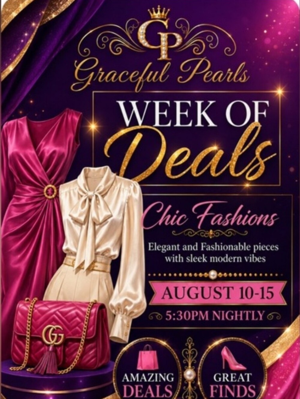 GRACEFUL PEARLS WEEK OF DEALS "CHIC FASHIONS"   8/10-15 5:30PM CST 8/12 My Day
